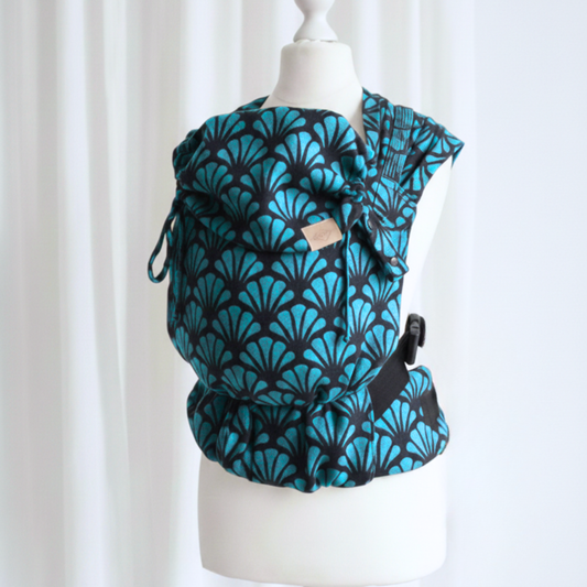 SimpleeBaby Click.it FullBuckle Babytrage ab Geburt – ergonomische Babytrage für Neugeborene und Kleinkinder, bequem für Eltern und Kind - Türkis Schwarz