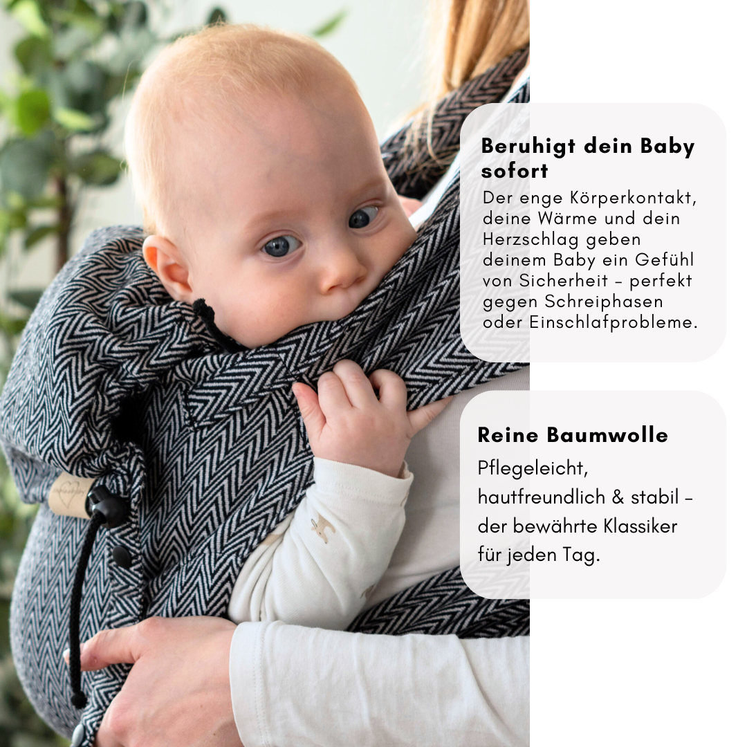 Babytrage Neugeborene – Nähe, Wärme und Herzschlag beruhigen Babys zuverlässig und helfen beim Einschlafen
