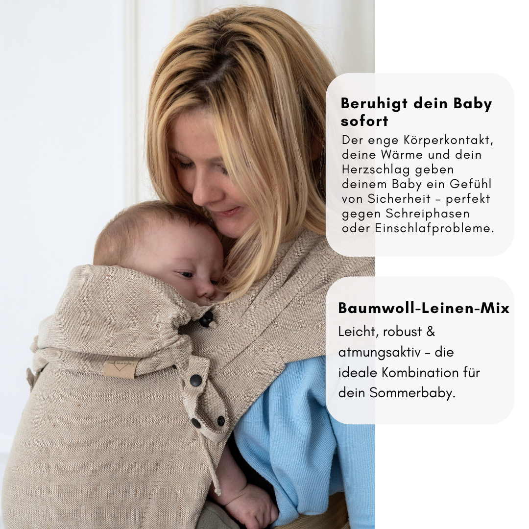 Babytrage ab 6 Monaten – Nähe, Wärme und Herzschlag beruhigen Babys zuverlässig und helfen beim Einschlafen