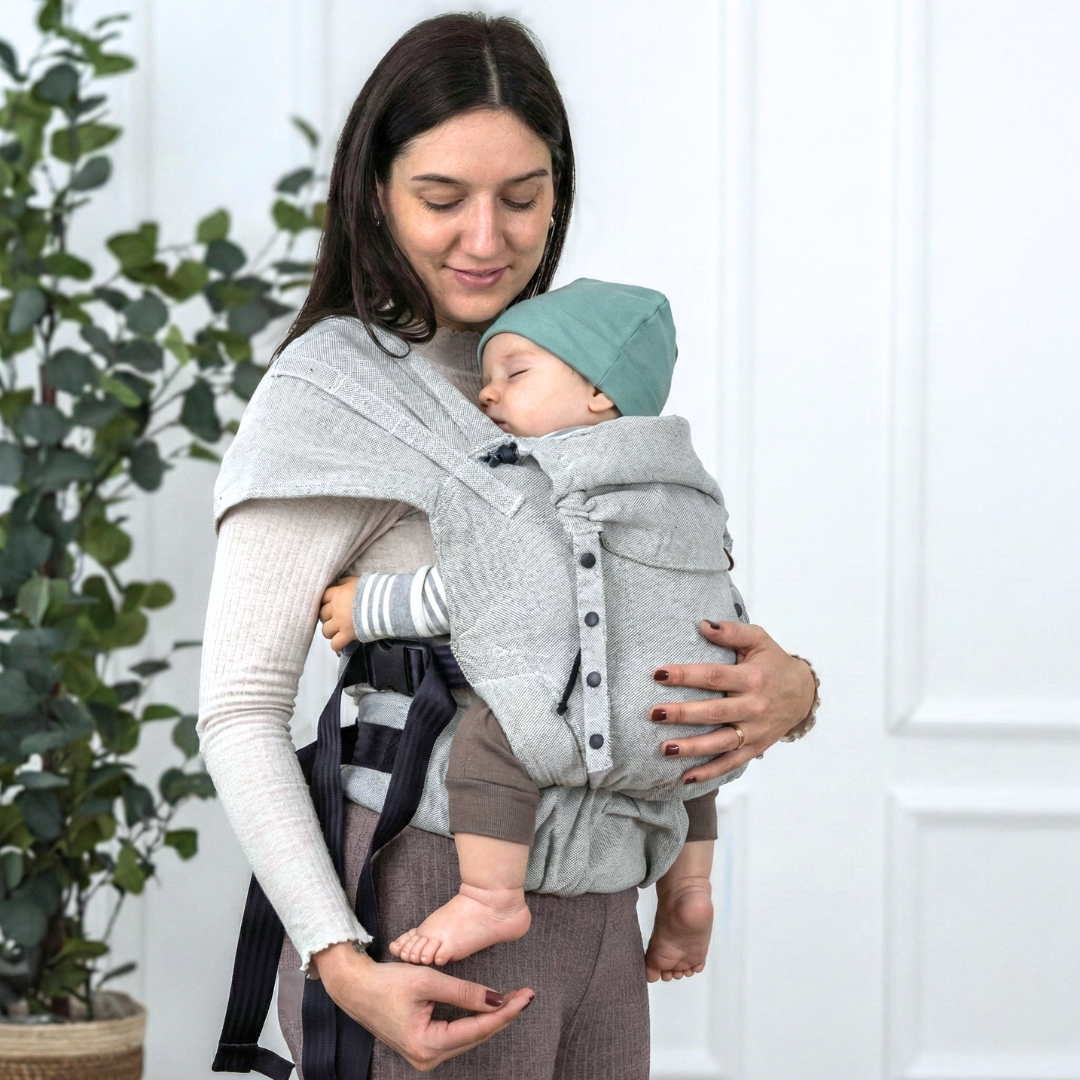 Ergonomische Babytrage mit Schnallen – passt ab Sitzalter bis Ende der Tragezeit