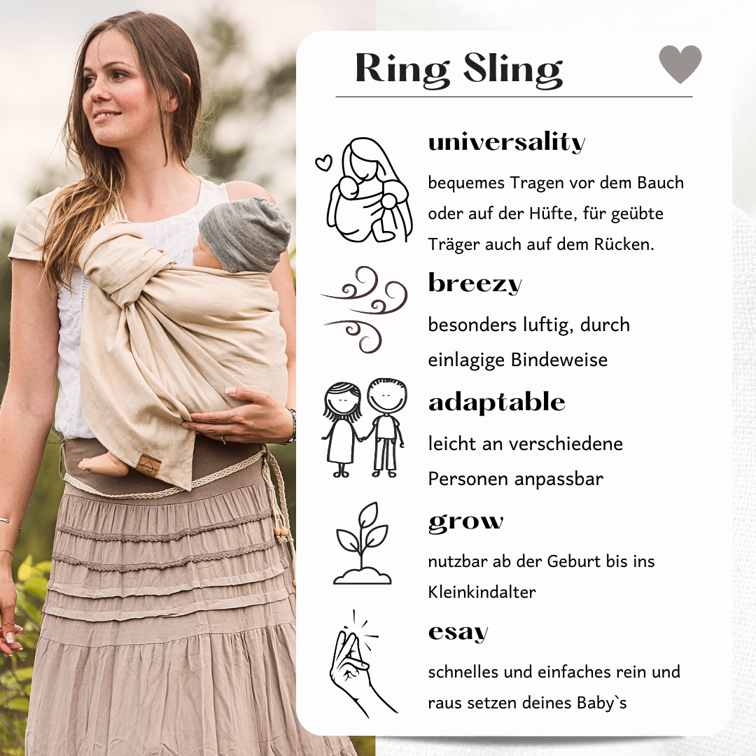 Ring Sling gerafft aus Leinen- Svea -