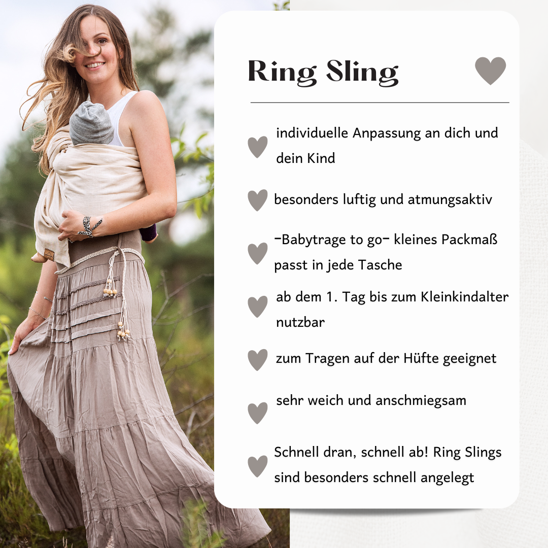 Ring Sling gerafft aus Leinen - Viola -